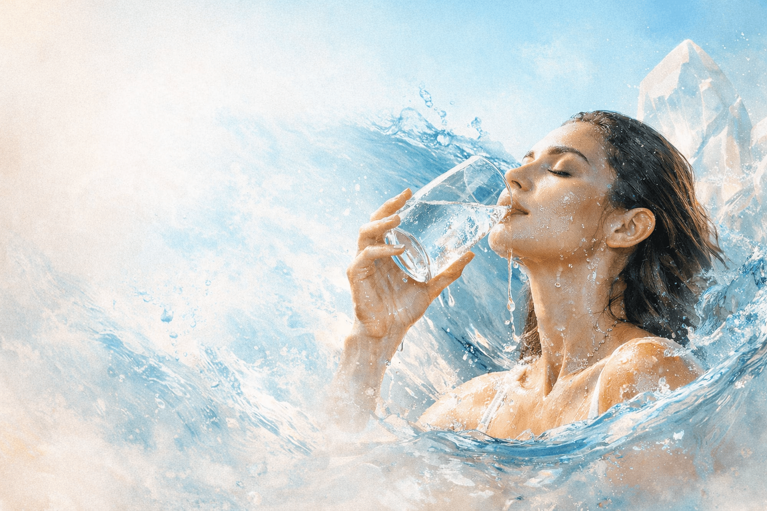 Artistic hydration image with water and refreshing splash